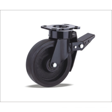 Roulette pivotante avec roue en caoutchouc élastique